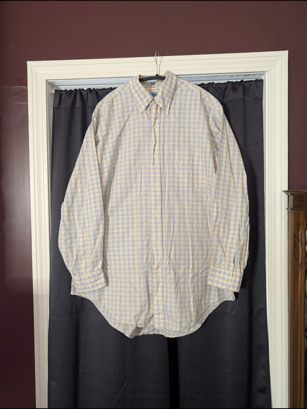 MERCER & SONS MiUSA Bespoke VTG Yellow/Blue Check Button-up Mens Dress Shirt 17